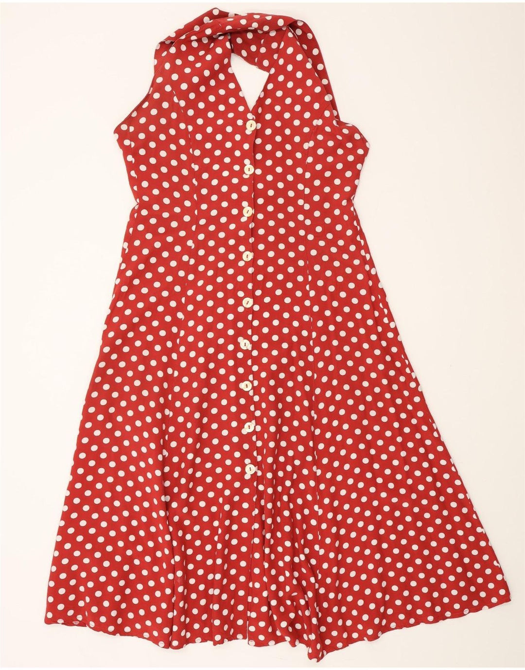 Abito scampanato da donna VINTAGE EU 38 Viscosa a pois bordeaux medio