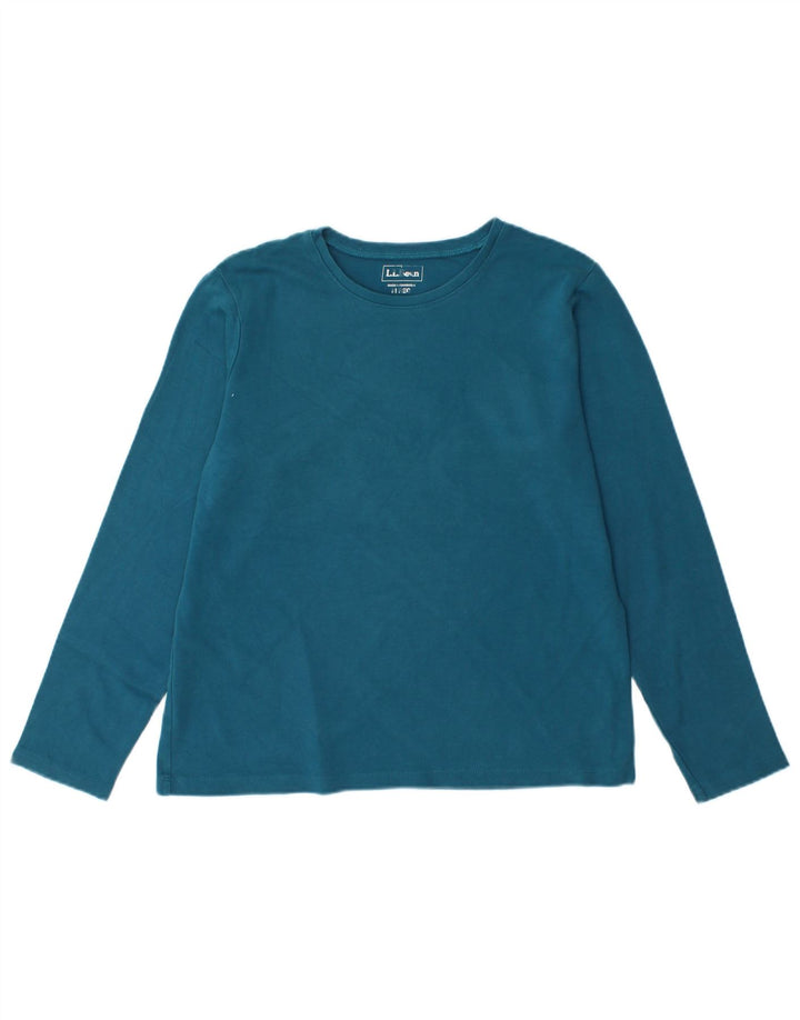 L.L.BEAN Womens Top Long Sleeve UK 14 Medium Blue Cotton