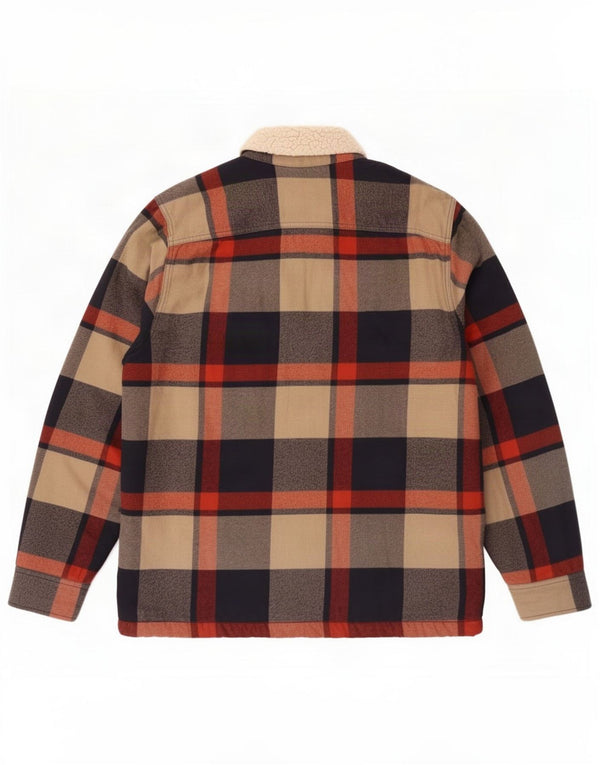 Hollister Camicia da uomo in flanella da boscaiolo grande in cotone a quadri multicolore