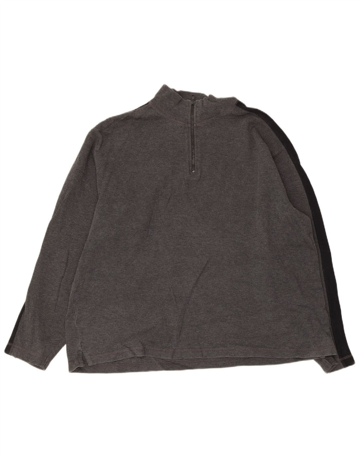 EDDIE BAUER Felpa con collo con zip da uomo Maglione grande in cotone color block grigio