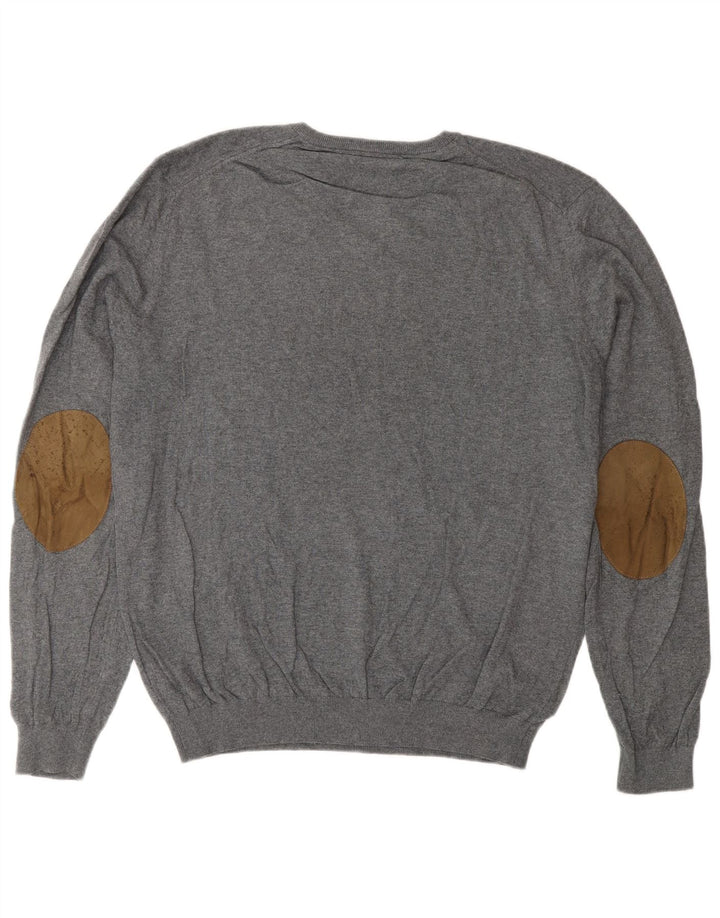 Massimo Dutti Maglione da uomo con scollo a V XL in cotone grigio