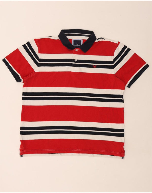 Crew Clothing Mens Polo Shirt XL Red Striped Cotton