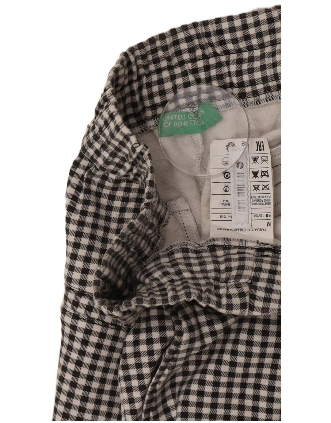 Pantaloni cropped a vita alta da donna Benetton medi W28 L24 a quadretti neri