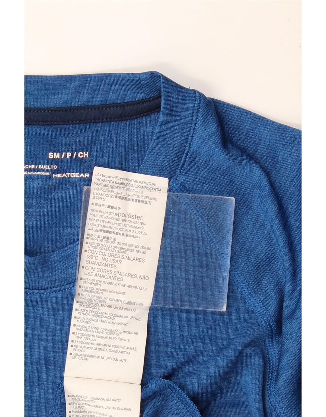 T-shirt Heat Gear da uomo UNDER ARMOUR Top in poliestere chiazzato blu piccolo