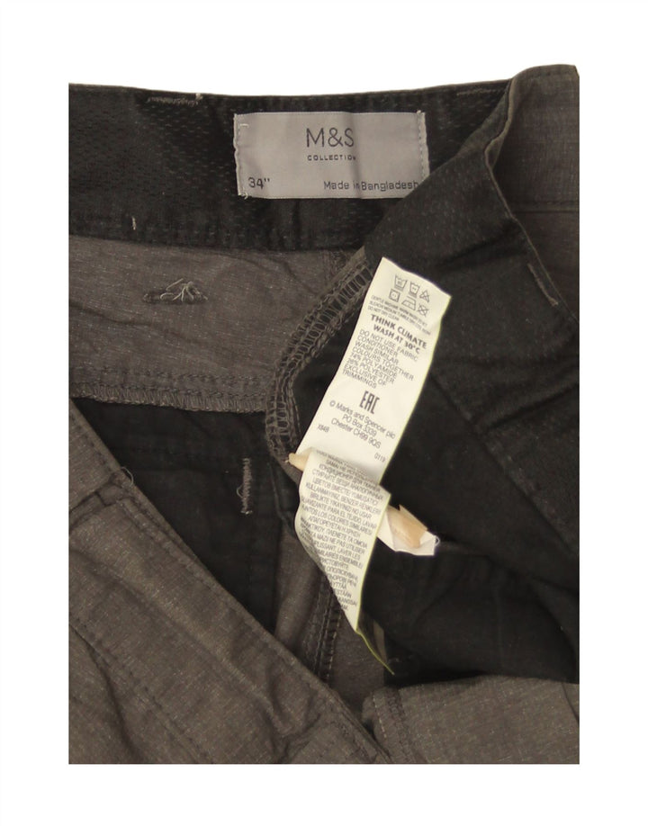 Pantaloncini cargo da uomo Marks & Spencer W34 Large grigi in poliammide