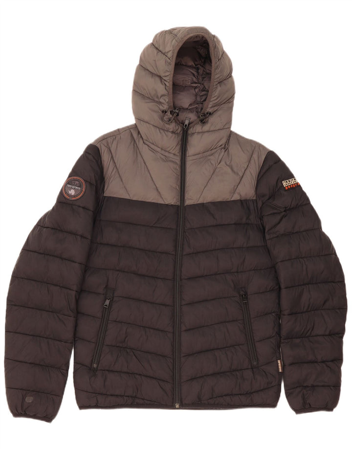 Giacca imbottita con cappuccio da uomo Napapijri UK 38 Medium Black Colourblock