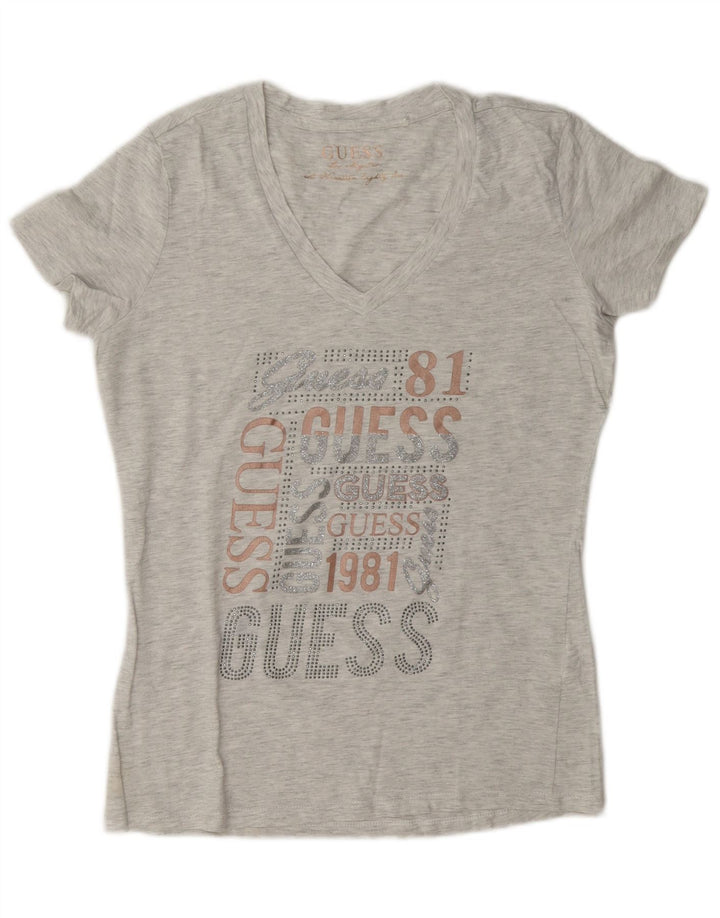 T-shirt grafica da donna Guess Top UK 14 Grigio medio chiazzato