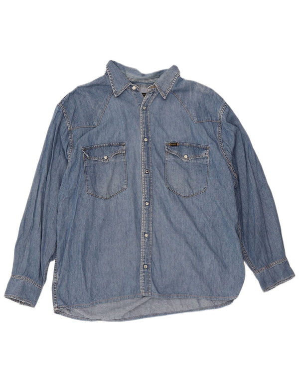 Camicia di jeans da uomo Lee XL in cotone blu