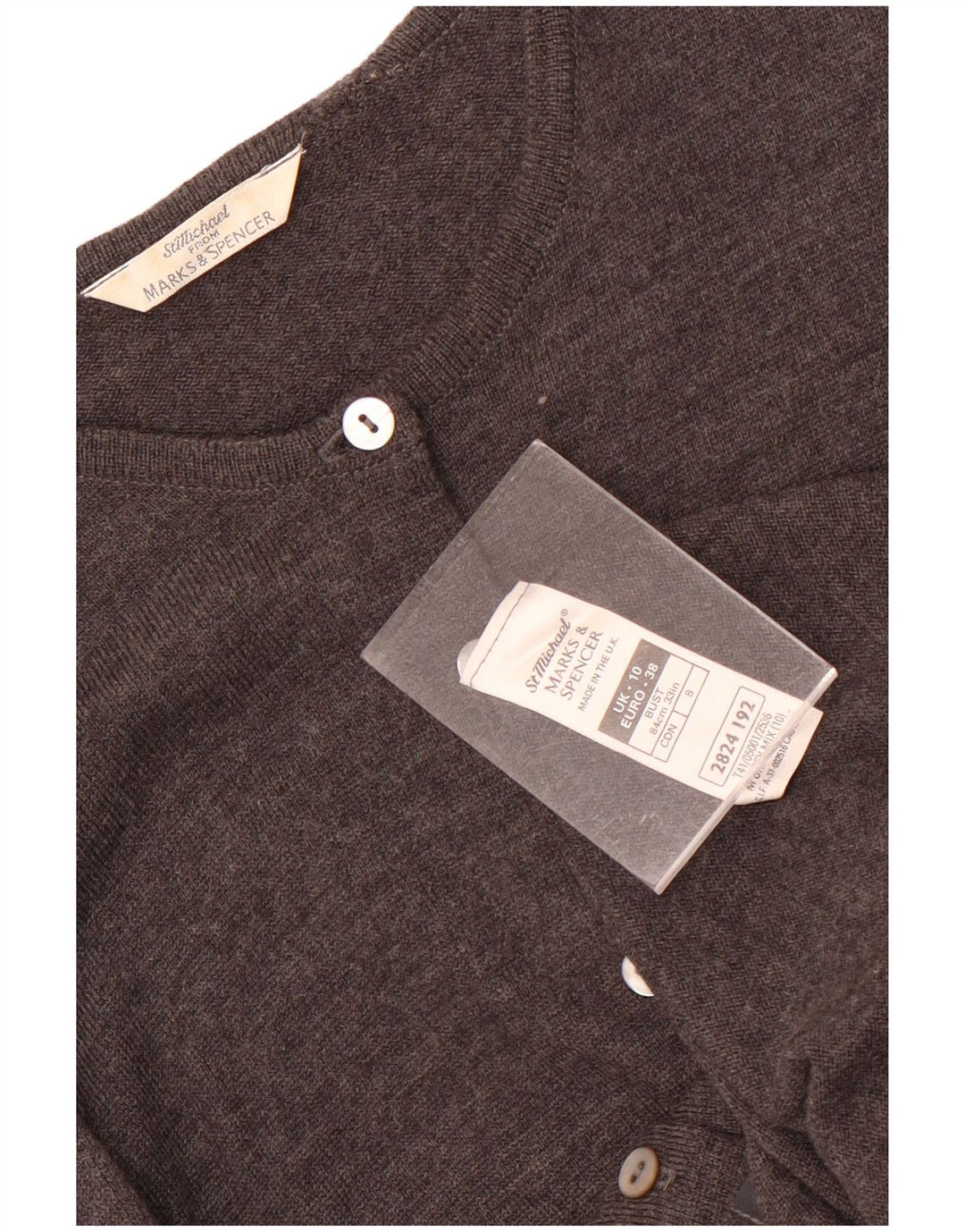 Maglione cardigan da donna Marks & Spencer UK 10 Small Grey New Wool