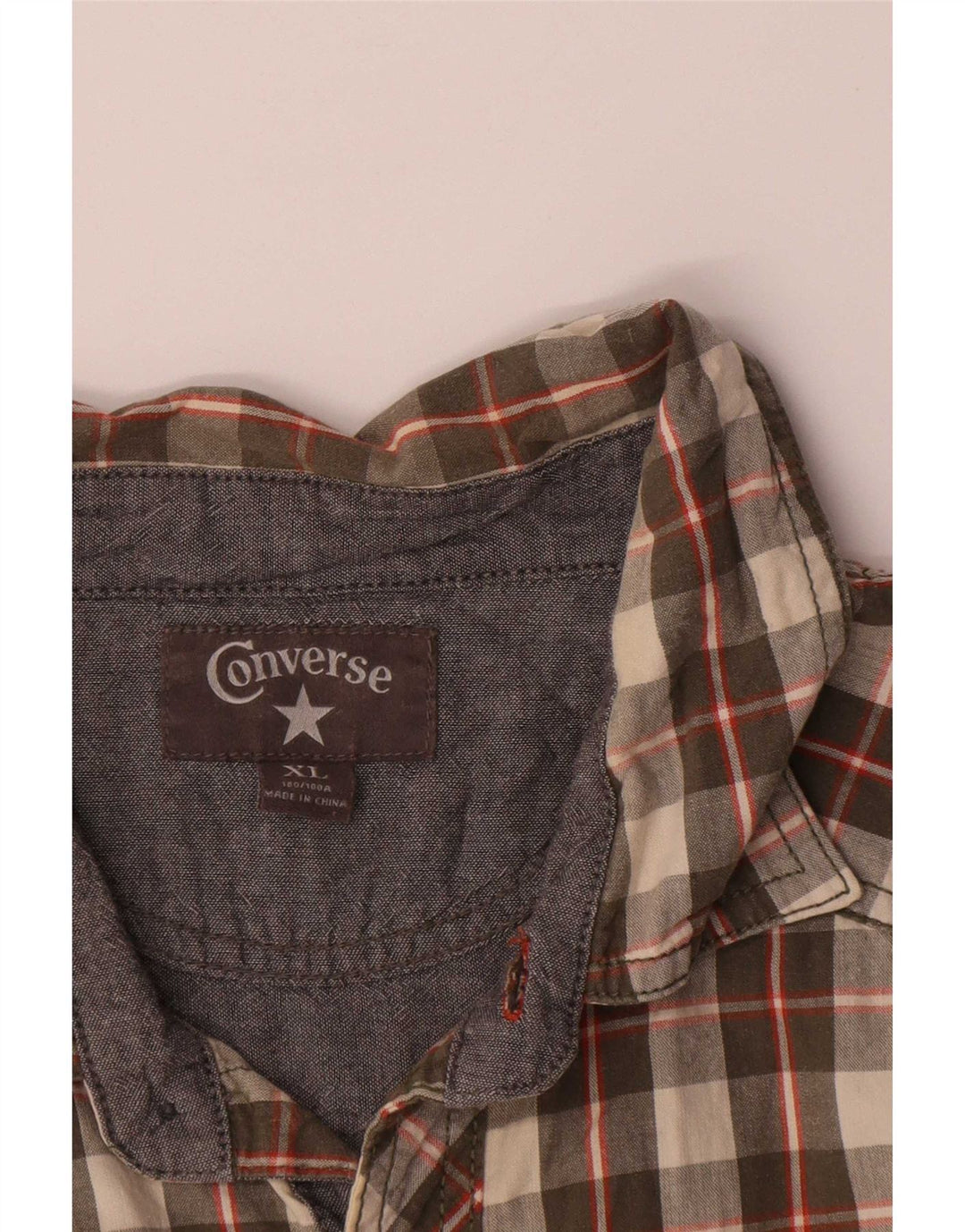 Camicia da uomo Converse XL in cotone a quadri kaki