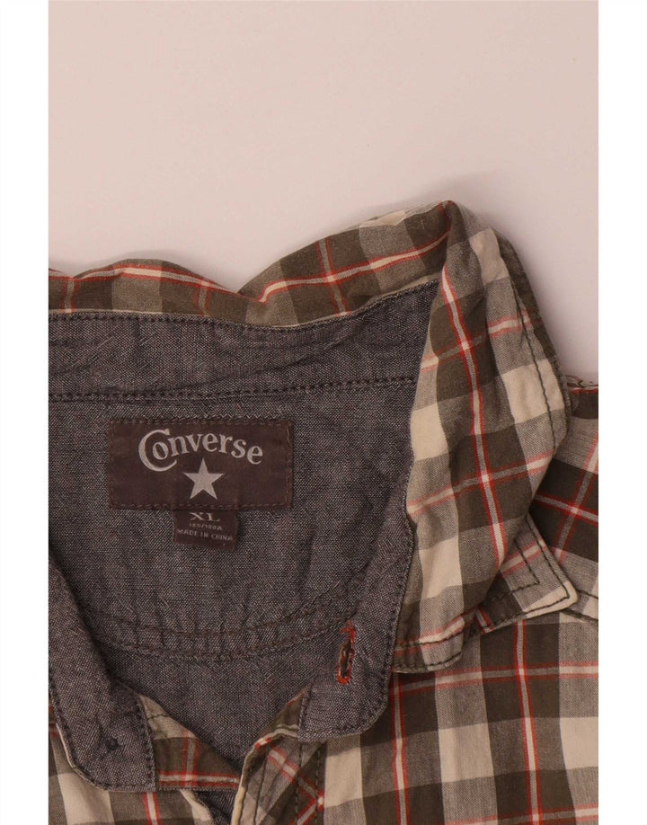 Camicia da uomo Converse XL in cotone a quadri kaki