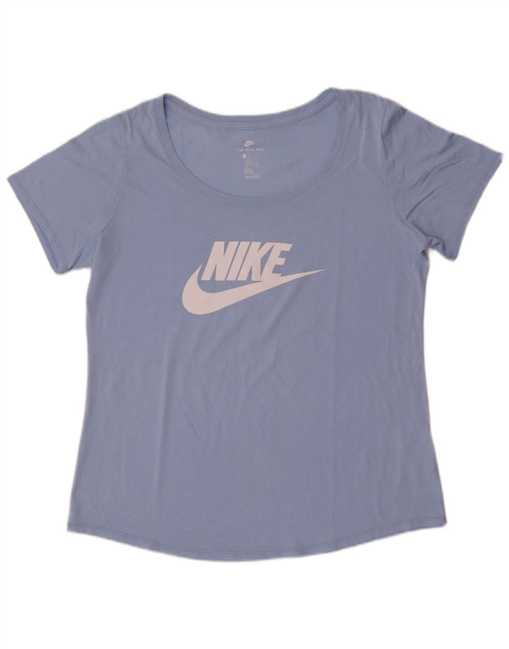 Nike - T-shirt grafica da donna con taglio atletico, taglia UK 16, grande, in poliestere blu