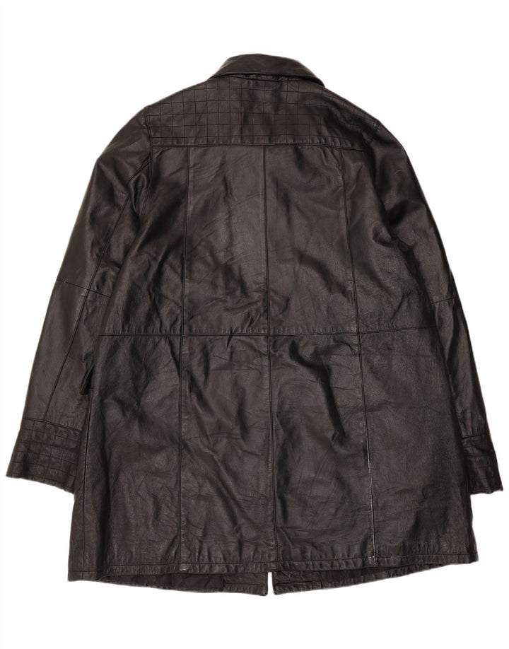 Cappotto in pelle vintage da donna IT 50 XL in pelle nera