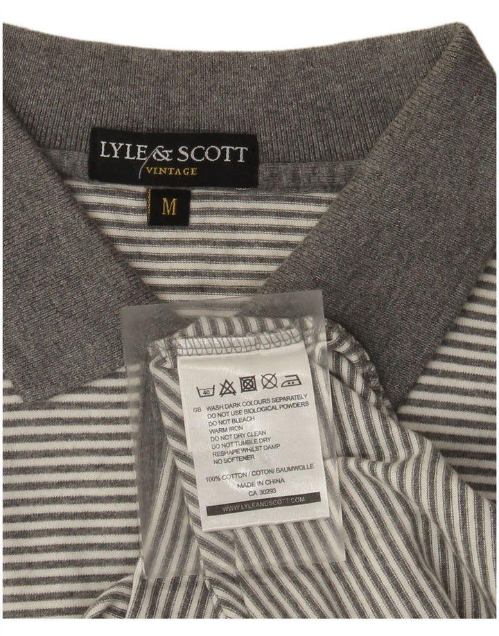 Polo da uomo Lyle & Scott in cotone a righe grigio medio
