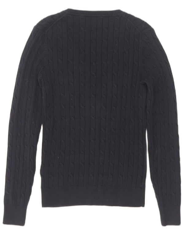 Gant Womens V-Neck Jumper Sweater UK 8 Small Navy Blue Cotton