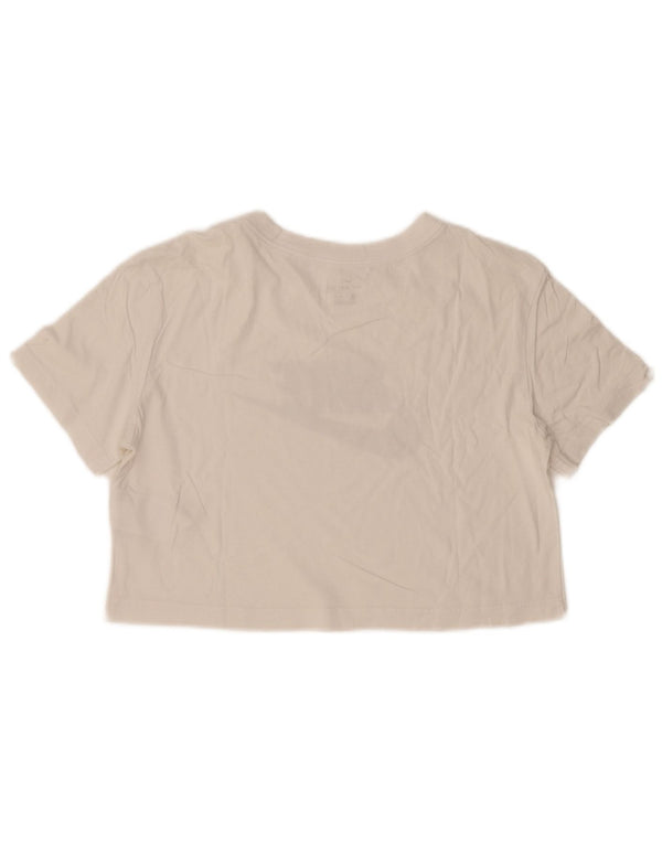 T-shirt grafica oversize corta da donna Nike UK 6 XS cotone bianco sporco