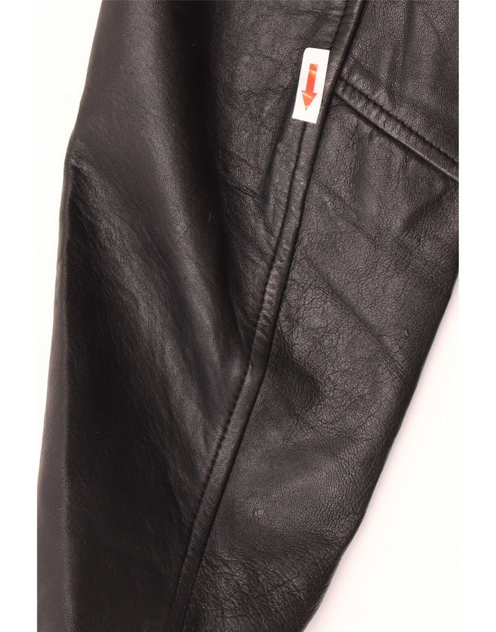Giacca blazer in pelle da donna a 5 bottoni Heeli UK 16 grande nera