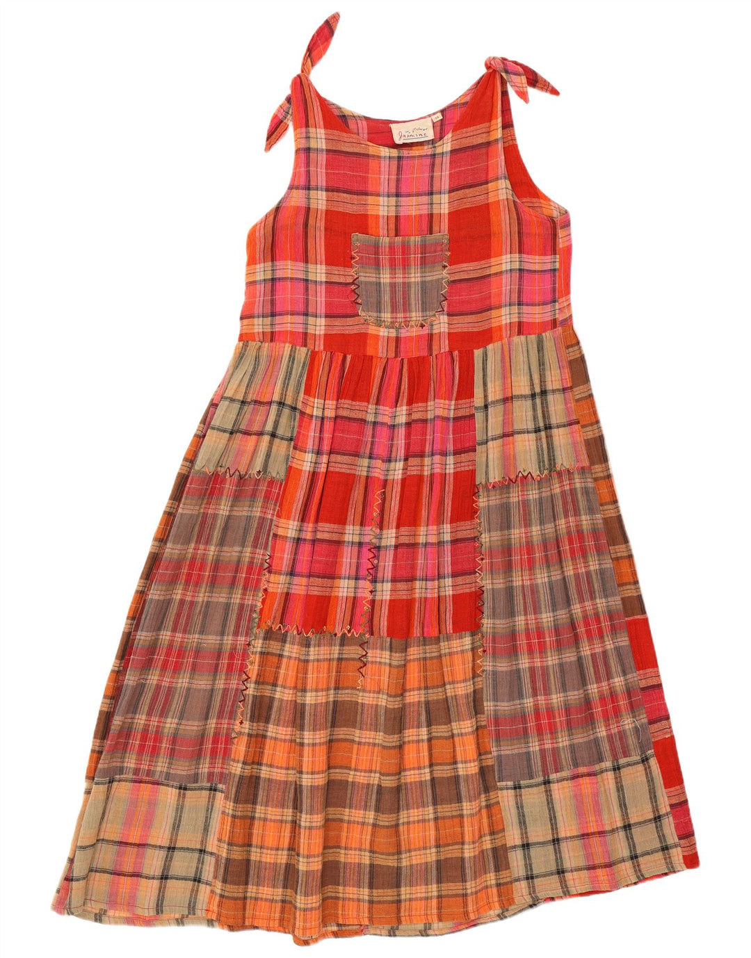 Abito a trapezio da donna vintage UK 14 Cotone patchwork medio multicolore