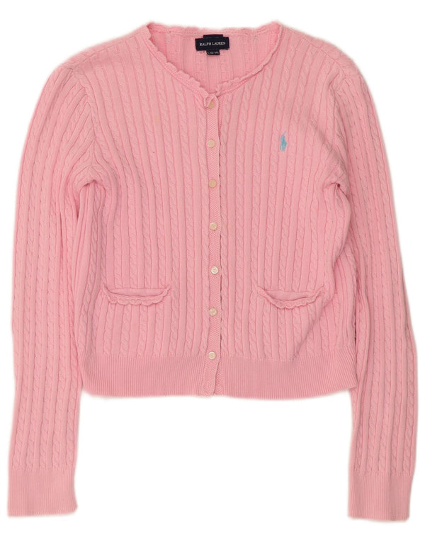 Maglione cardigan corto per ragazze Ralph Lauren 12-13 anni grande cotone rosa