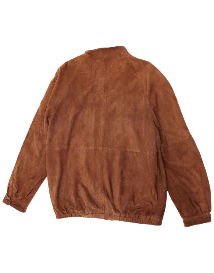 Giacca vintage in pelle scamosciata da uomo IT 54 2XL Marrone