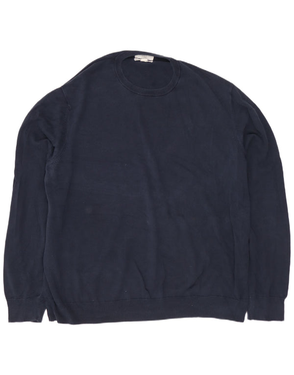 MARKS & SPENCER Maglione maglione girocollo da uomo 3XL cotone blu navy
