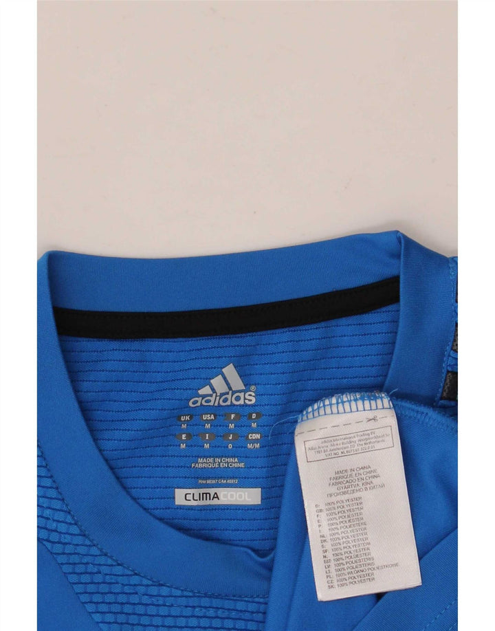 T-shirt Adidas Climacool da uomo Top in poliestere color block blu medio