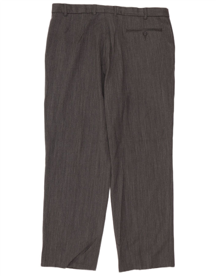 MARKS & SPENCER Pantaloni chino dritti da uomo W36 L29 Poliestere grigio