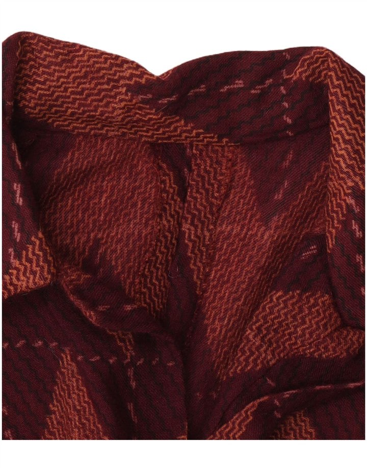 Abito basic vintage da donna con maniche a 3/4 UK 12 Chevron medio bordeaux