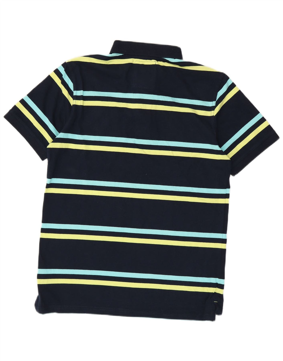 CREW CLOTHING Mens Polo Shirt Medium Navy Blue Striped Cotton
