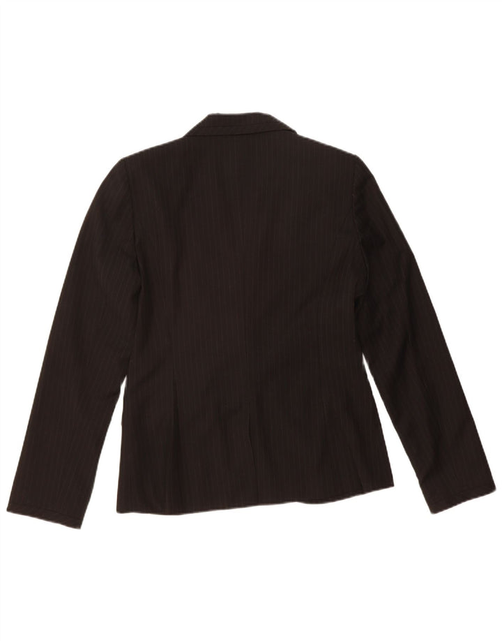 NAF NAF Womens 1 Button Blazer Jacket EU 40 Medium Black Pinstripe