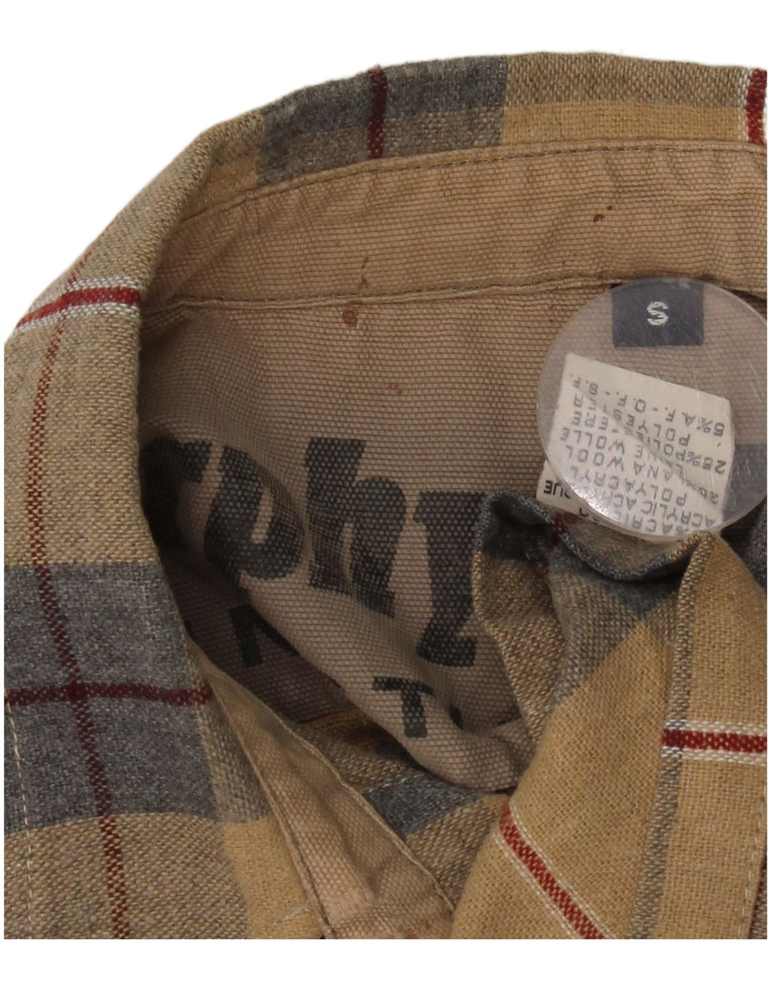Camicia da uomo in flanella Murphy & Nye piccola in acrilico scozzese beige