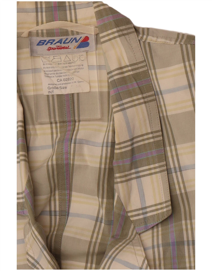 Giacca blazer vintage da donna a 2 bottoni EU 38 verde medio a quadri