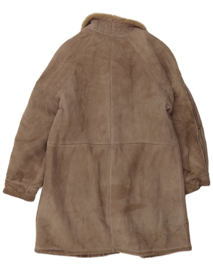Cappotto in shearling vintage da donna UK 14 Marrone medio