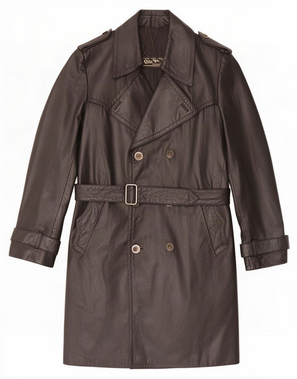 Cappotto in pelle doppiopetto da uomo Windsor IT 50 Large Nero