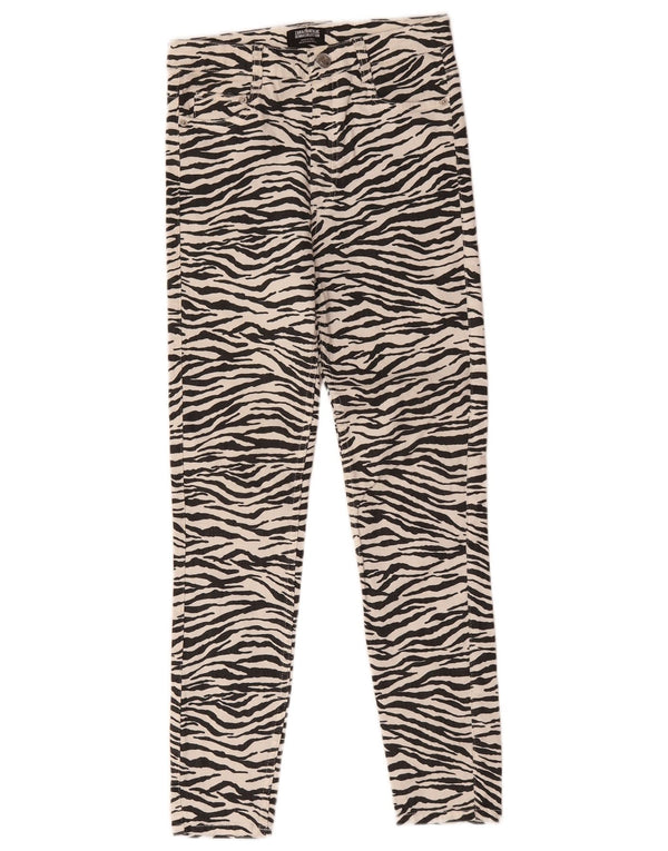 Jeans Zara Trafaluc Slim da donna EU 38 Small W28 L28 Bianco Stampa animalier