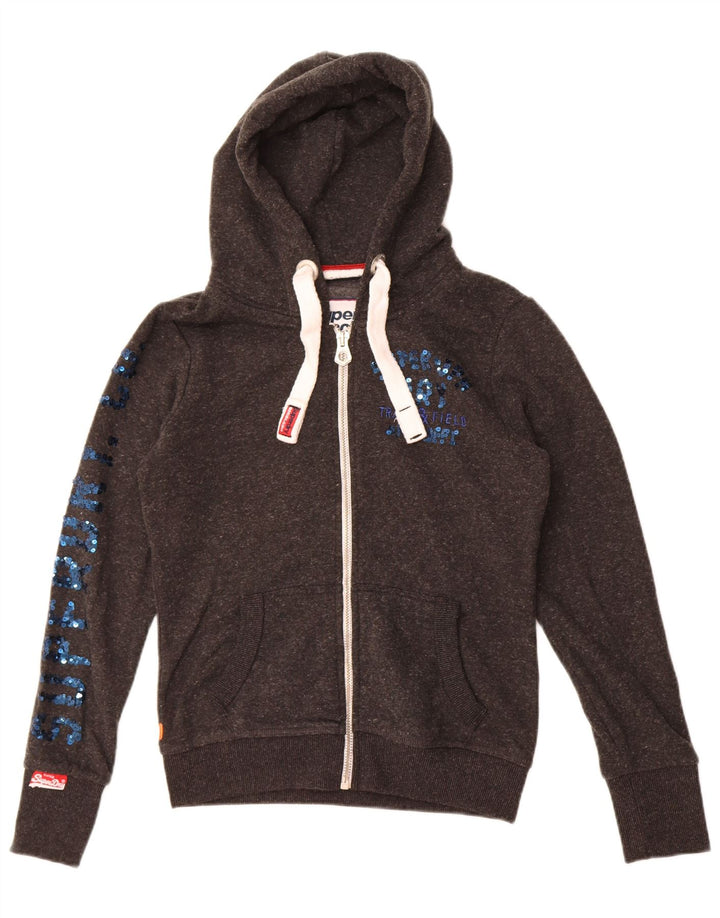 Felpa con cappuccio e zip grafica da donna Superdry UK 10 Small Grigio Poliestere