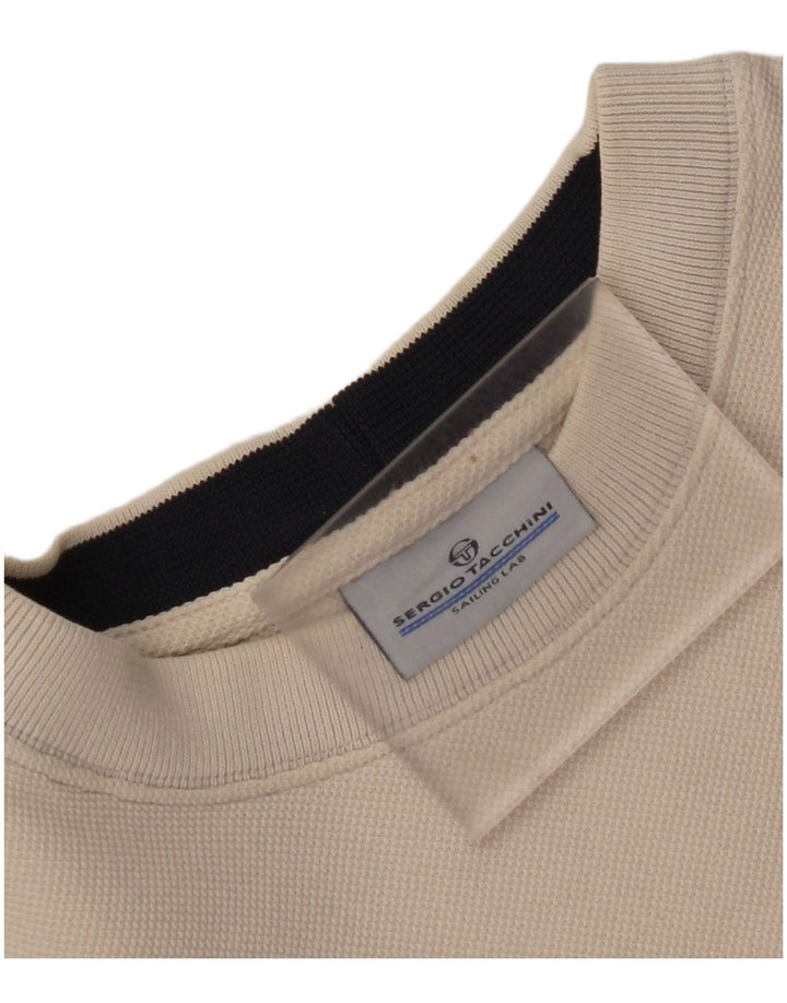 SERGIO TACCHINI Felpa con grafica da donna Maglione UK 18 XL Bianco sporco