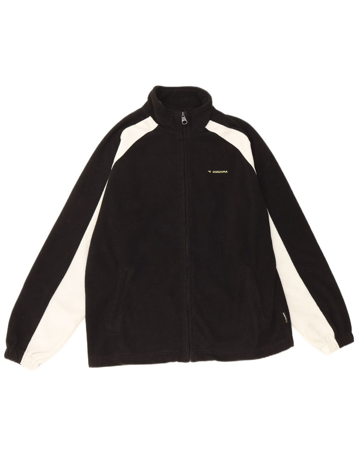 Giacca in pile da uomo Diadora UK 40 Large Nero Colourblock Poliestere