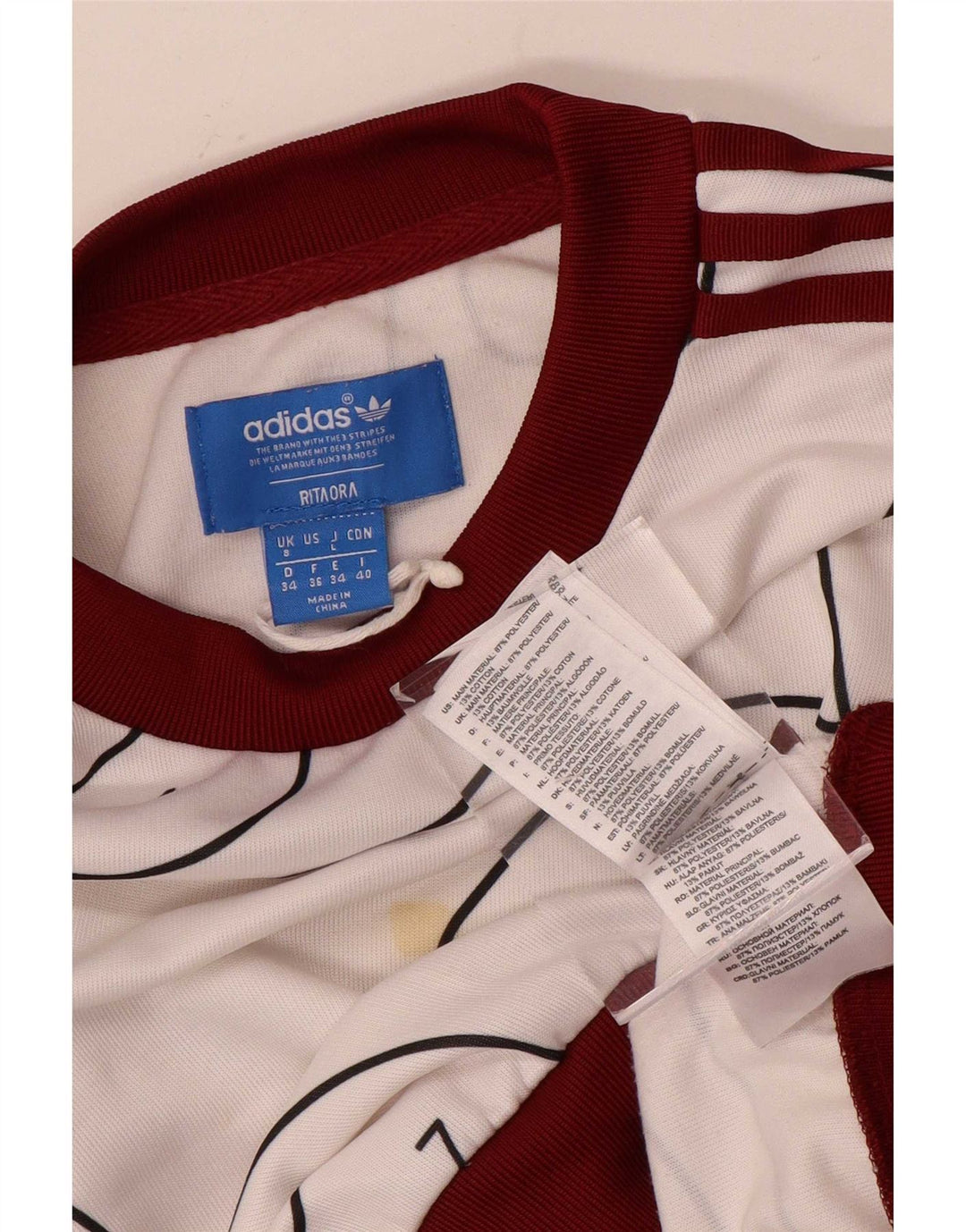 Felpa corta con grafica oversize da donna Adidas UK 8 piccola bianca