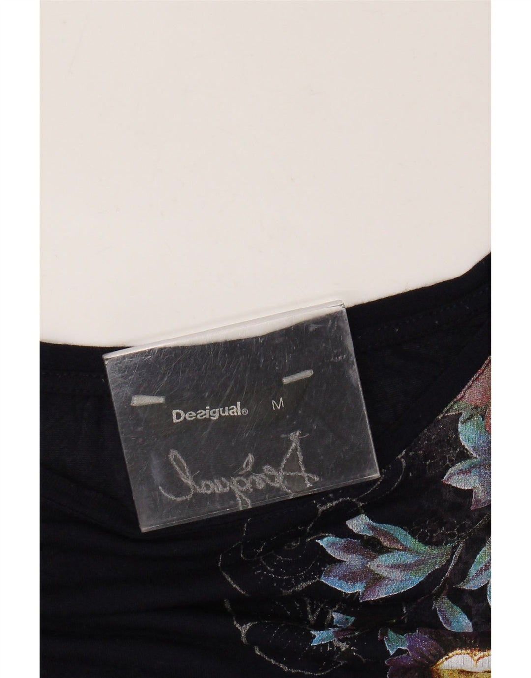 Desigual Donna Graphic Tunica Top UK 14 Medio Blu Navy Floreale