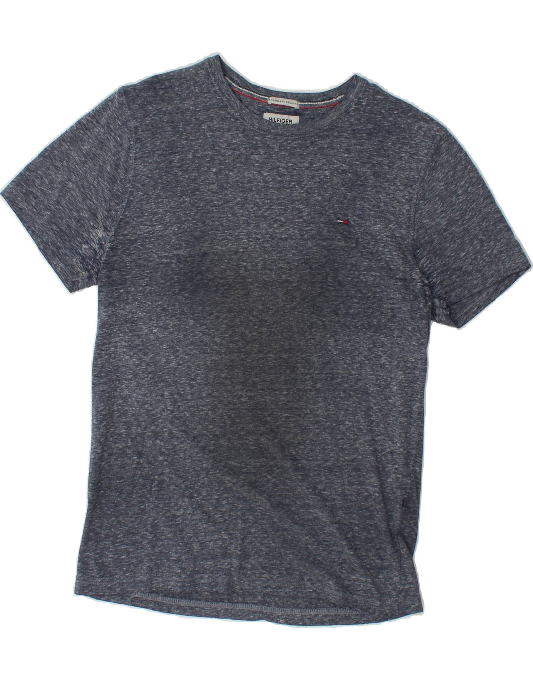 TOMMY HILFIGER Womens T-Shirt Top UK 14 Medium Navy Blue Flecked Vintage Tommy Hilfiger and Second-Hand Tommy Hilfiger from Messina Hembry 