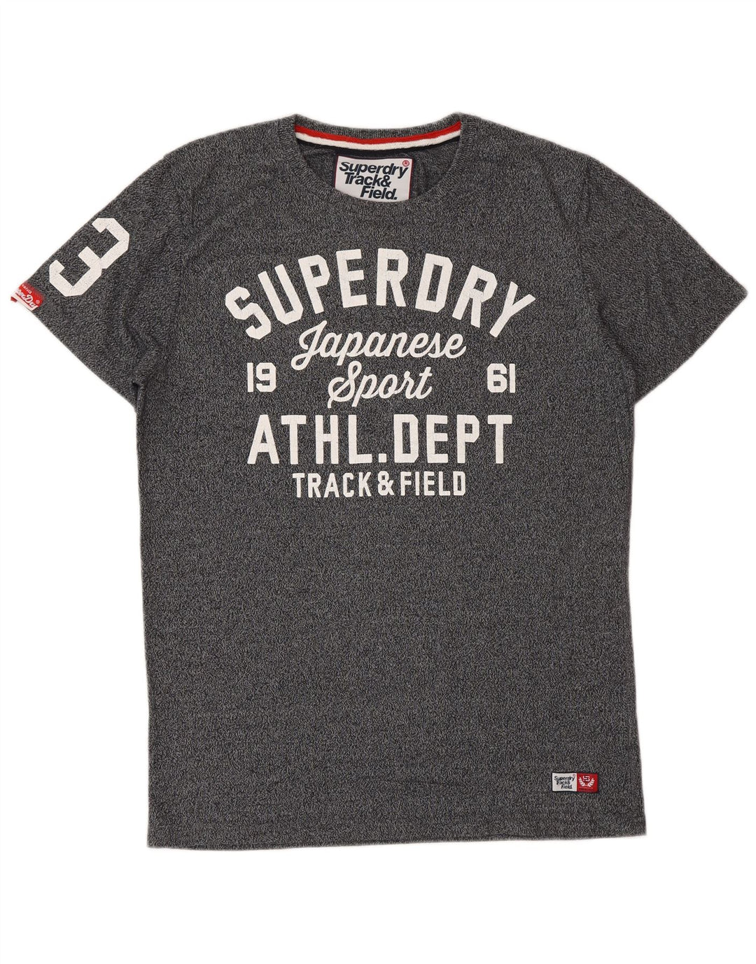 T-shirt grafica da uomo SUPERDRY Top in cotone screziato grigio medio