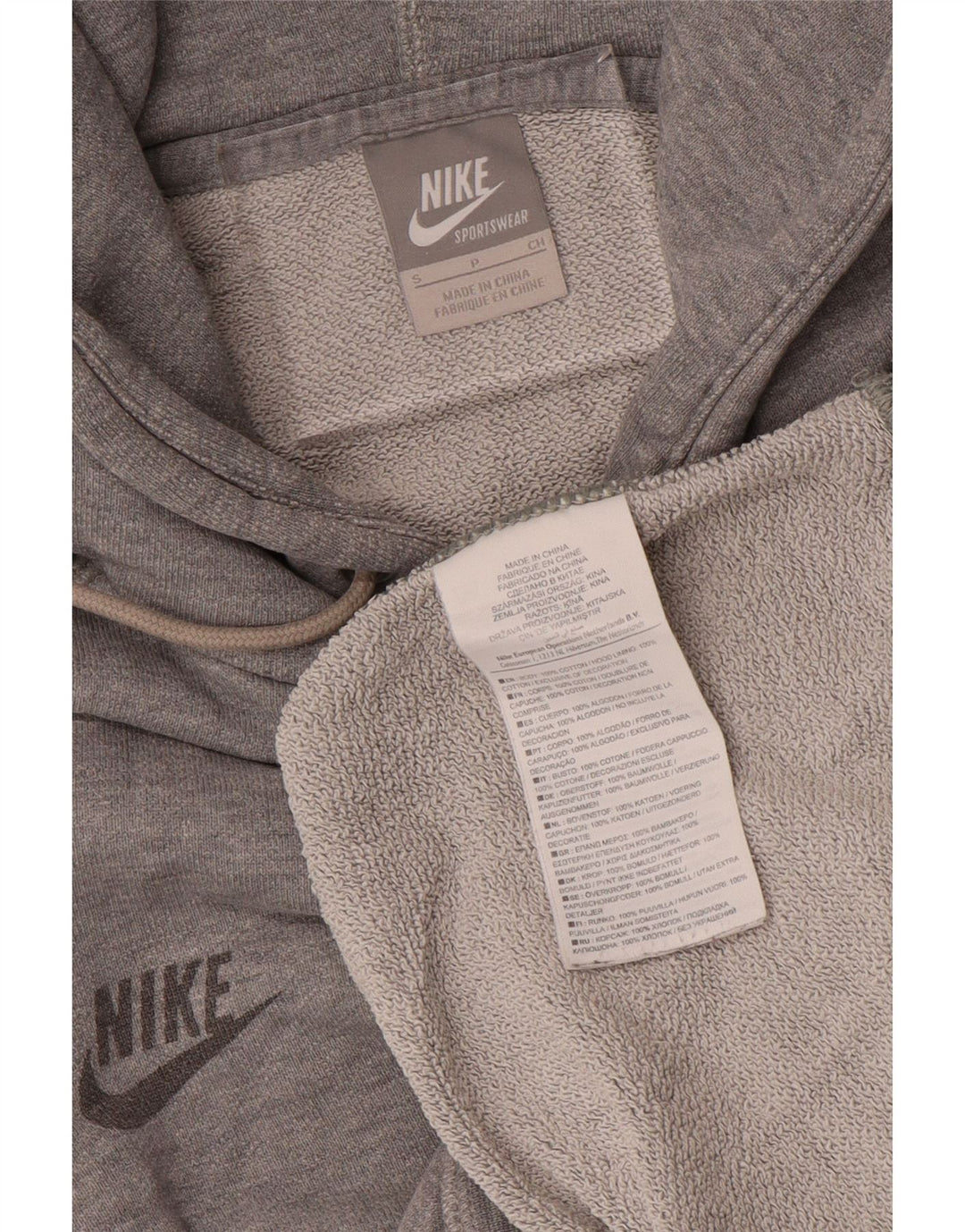 Felpa con cappuccio grafica Nike da uomo piccola in cotone grigio