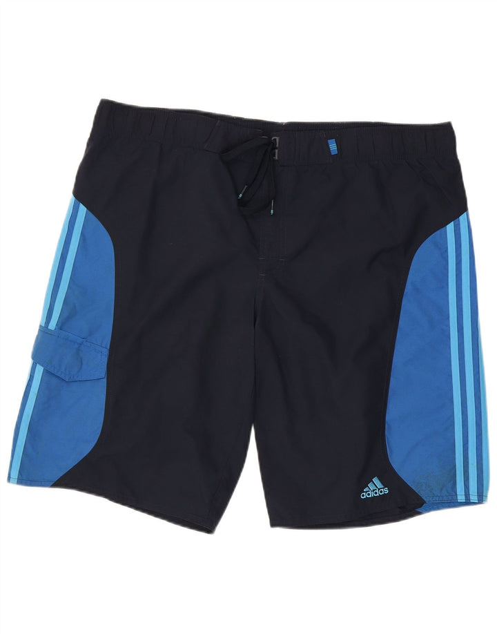 Pantaloncini da bagno da uomo Adidas Large in nylon color block blu navy