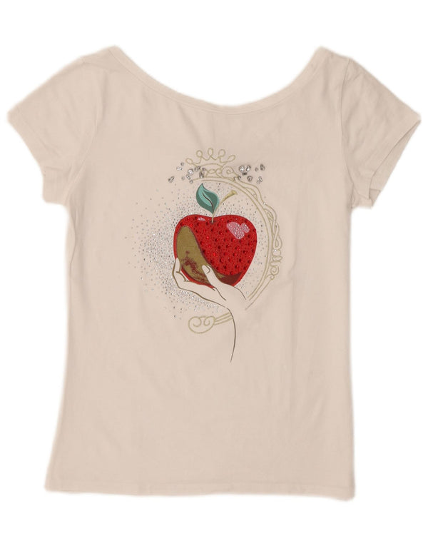 Liu Jo da donna Disney Crop Graphic T-shirt Top UK 8 Small White Colourblock