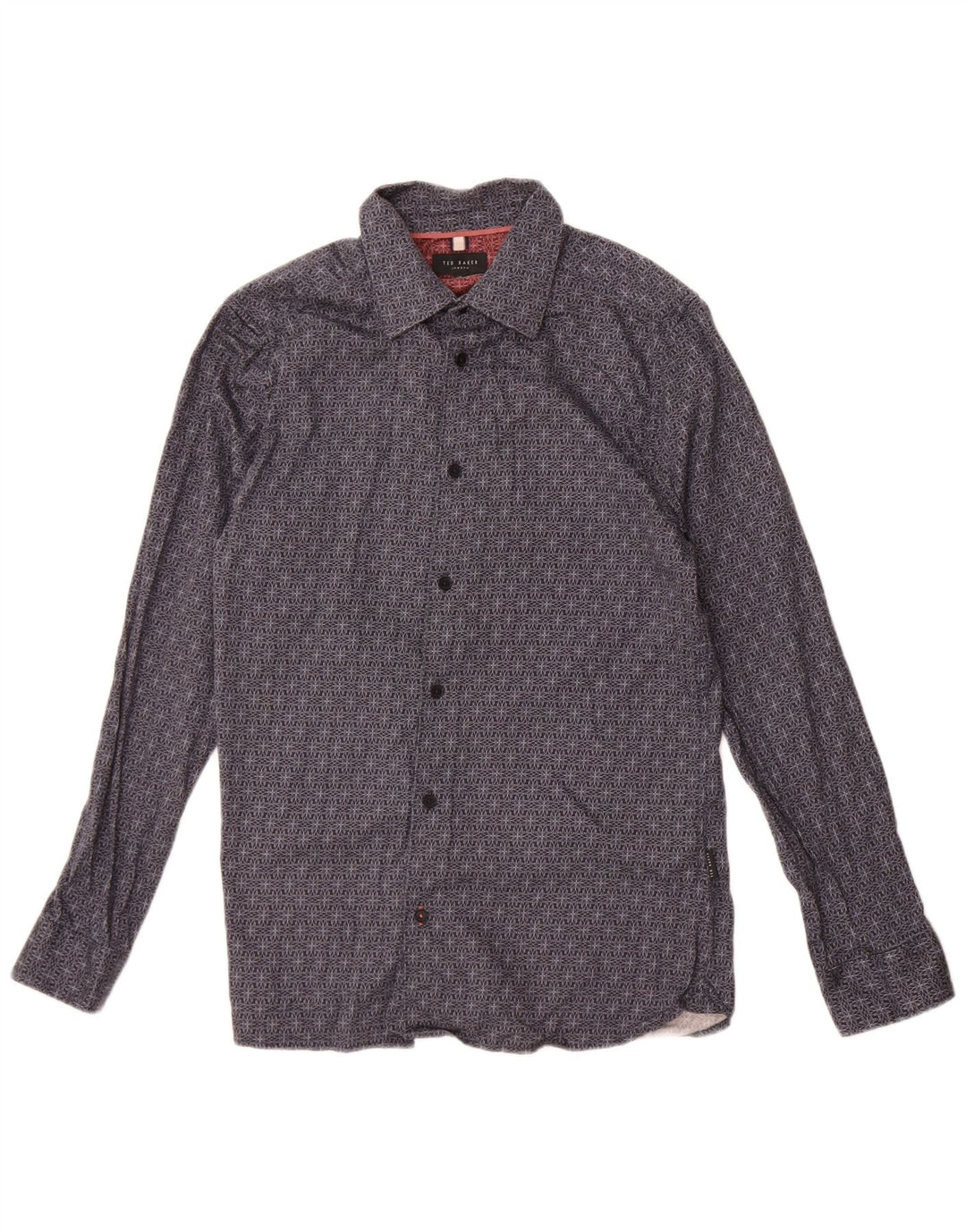 Camicia slim fit da uomo Ted Baker taglia 3 cotone floreale medio blu navy