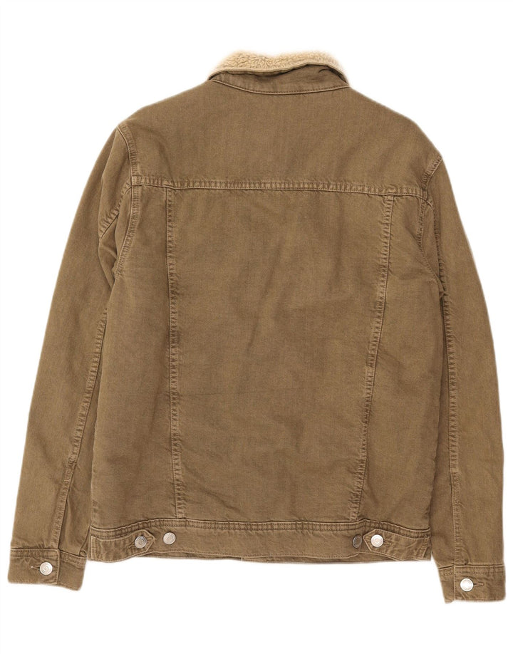 Giacca in denim Sherpa da uomo Zara UK 38 cotone kaki medio