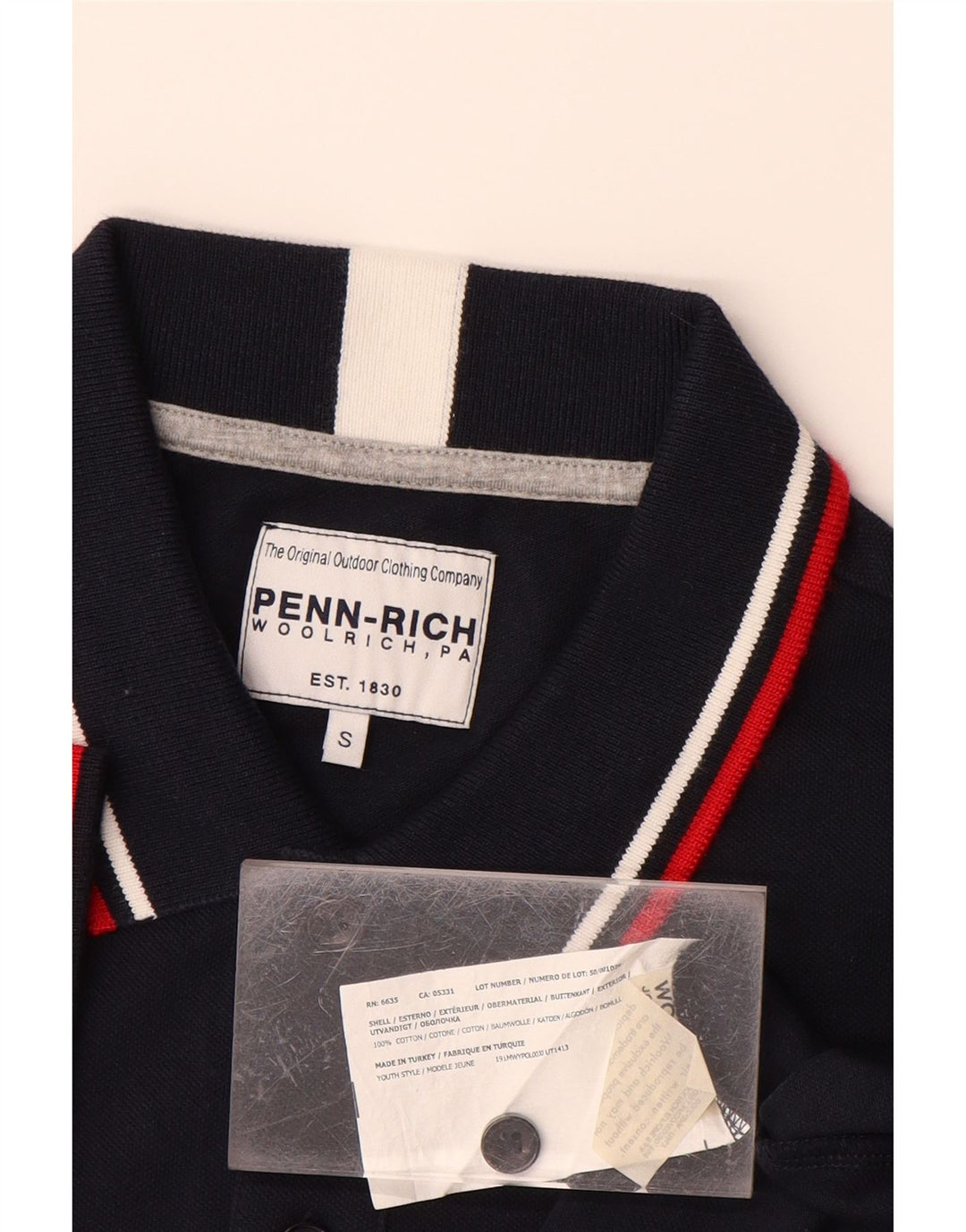 WOOLRICH Mens Penn-Rich Polo Shirt Small Navy Blue Cotton Vintage Woolrich and Second-Hand Woolrich from Messina Hembry 