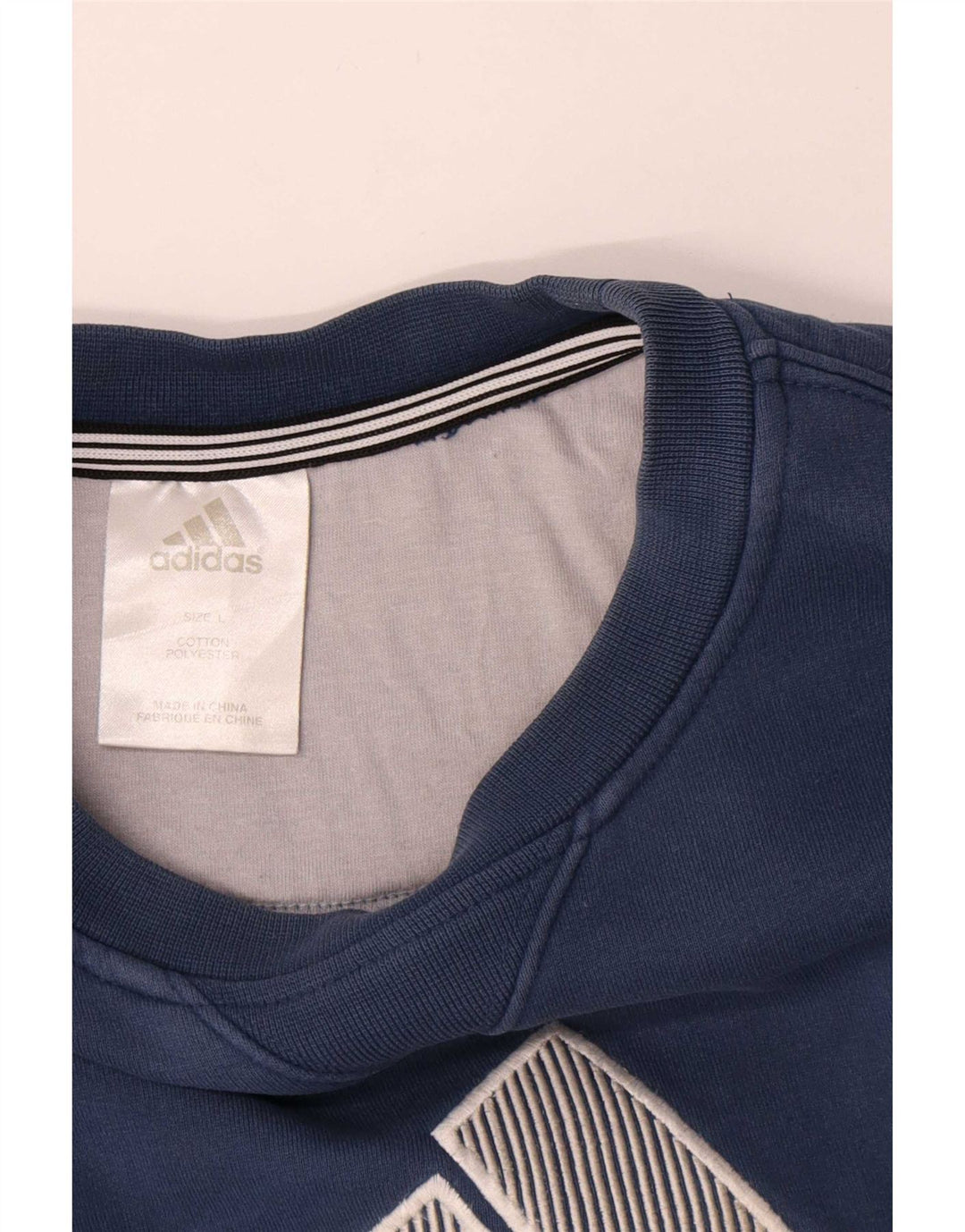 Felpa grafica da uomo Adidas Maglione grande in cotone blu navy