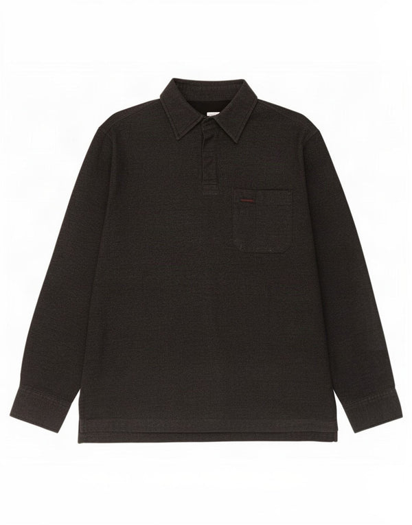 Polo da rugby da uomo a maniche lunghe Calvin Klein Jeans in cotone grigio medio